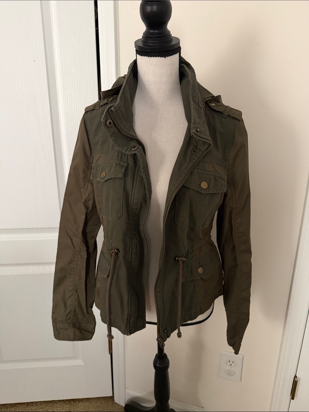 American Rag Olive Green Utility Jacket with Drawstring Waist